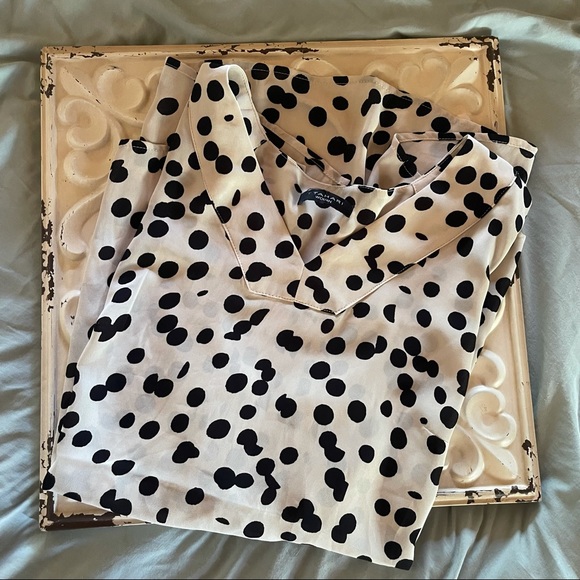 TTHARI Women VNeck Polka-Dot Blouse - Picture 1 of 4